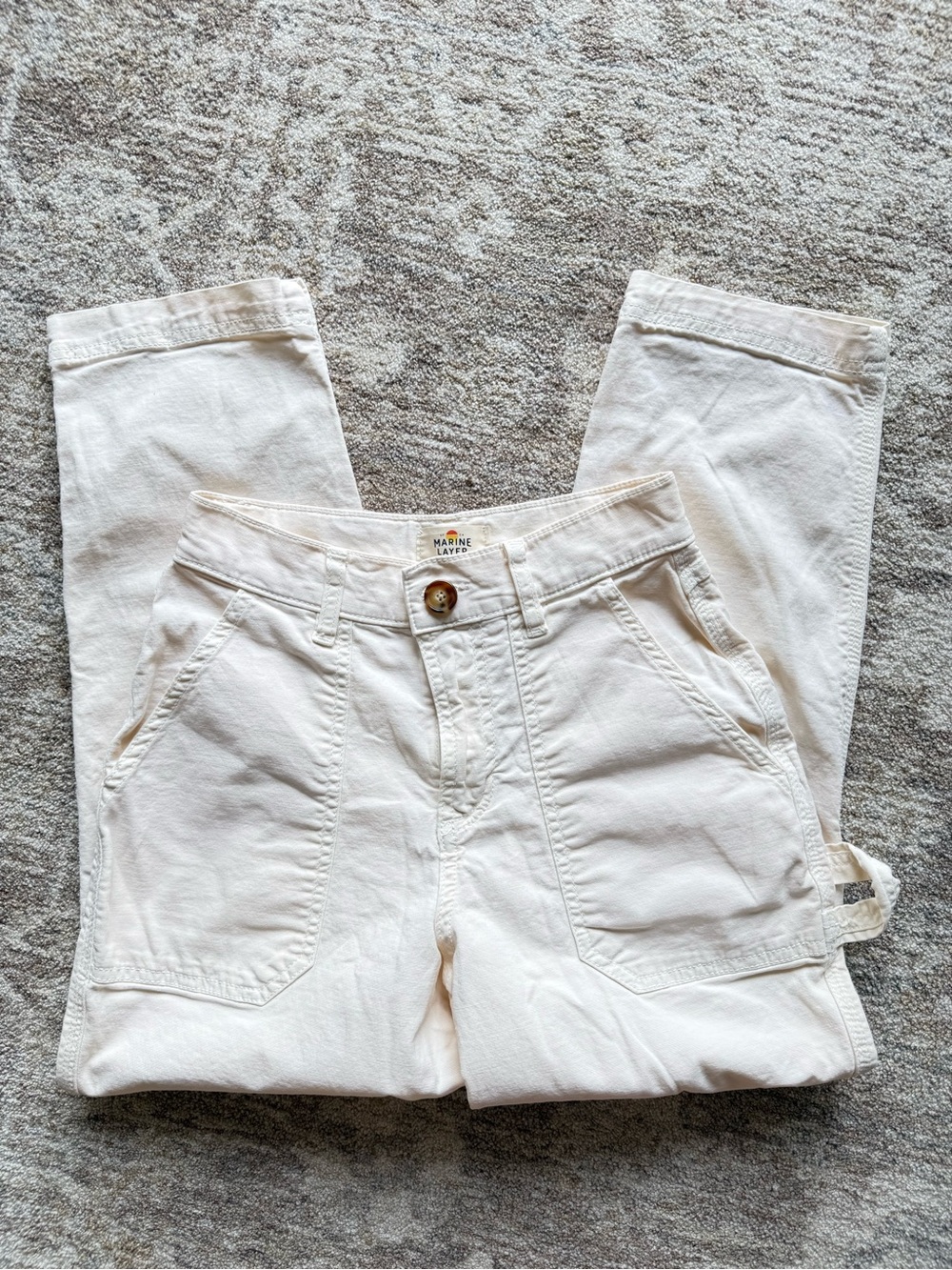 Marine Layer Cream Carpenter Pants with Utility Loop